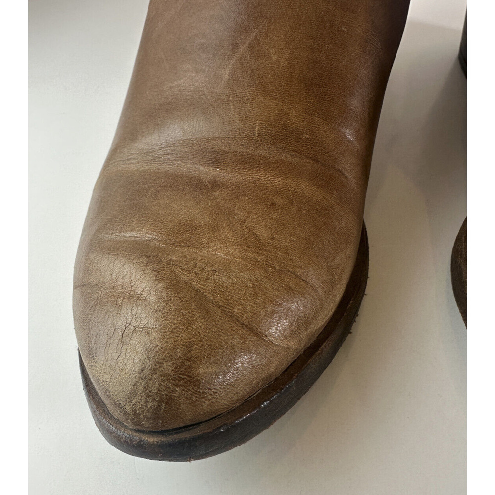 Frye Ray Ankle Boots Brown Leather Western Shootie Cowboy Booties 7.5 M *Flawed - Picture 14 of 16